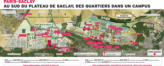 une map des quartiers dans le campus paris saclay